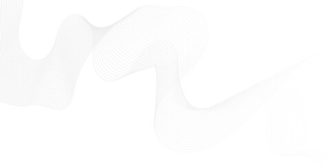 Abstract white blend digital wave lines and technology transparent background. Minimal carve wavy white and gray flowing wave lines and glowing moving lines. Futuristic sound wave lines background.