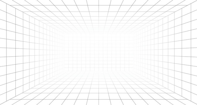 Abstract 3d perspective indoor wireframe vector design. Vector illustration.