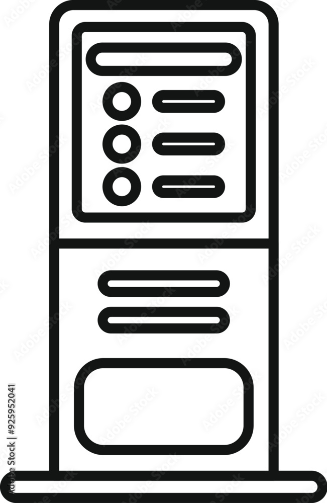 Poster digital terminal is showing bank payment menu with buttons and blank screen for your design