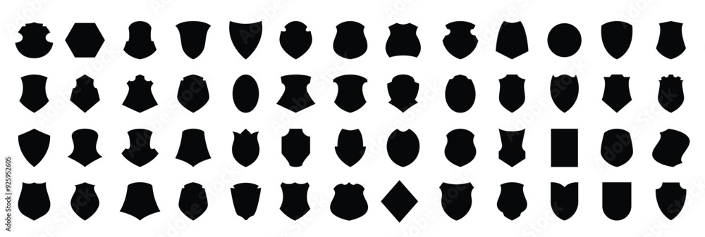 Fototapete set of shield shapes for emblems. heraldic emblems of various forms. template for sports logos isola