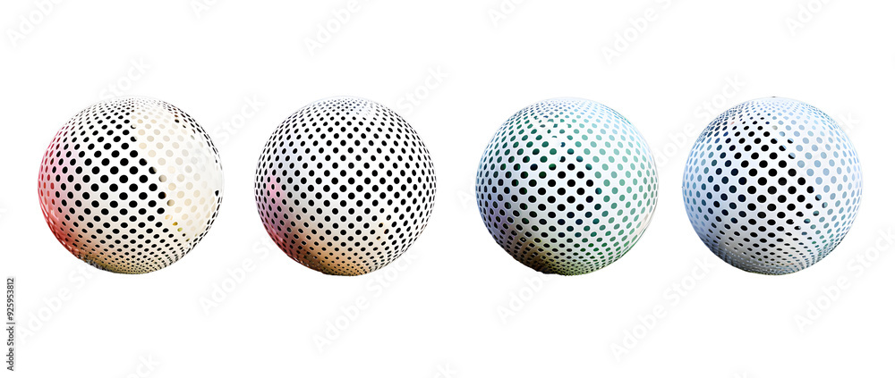 Poster white halftone pattern sphere collection. hexagon wireframe 3d circle set. grid globe element bundle