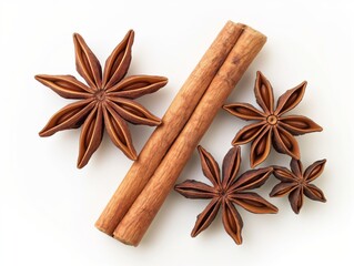 Cinnamon sticks isolated on white background. Cinnamon roll. Spicy spice for baking, desserts and drinks. Fragrant ground cinnamon photography