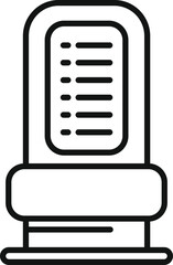 Line icon of an airport information board showing flight information for arriving and departing passengers