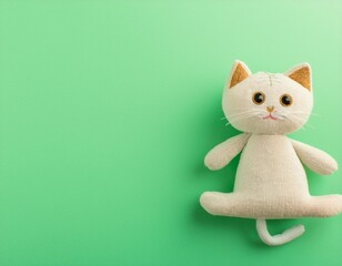 ネコのぬいぐるみとかわいいグリーン色のカード