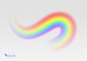 Rainbow Shape arch realistic isolated on transparent background. Colorful light and bright design element. Symbol of rain, sky, clear, nature. Realistic Vector illustration