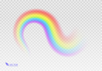 Rainbow Shape arch realistic isolated on transparent background. Colorful light and bright design element. Symbol of rain, sky, clear, nature. Realistic Vector illustration