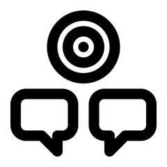 communication objective, communication goal, communication target, targeted message, communications, vision outline icon