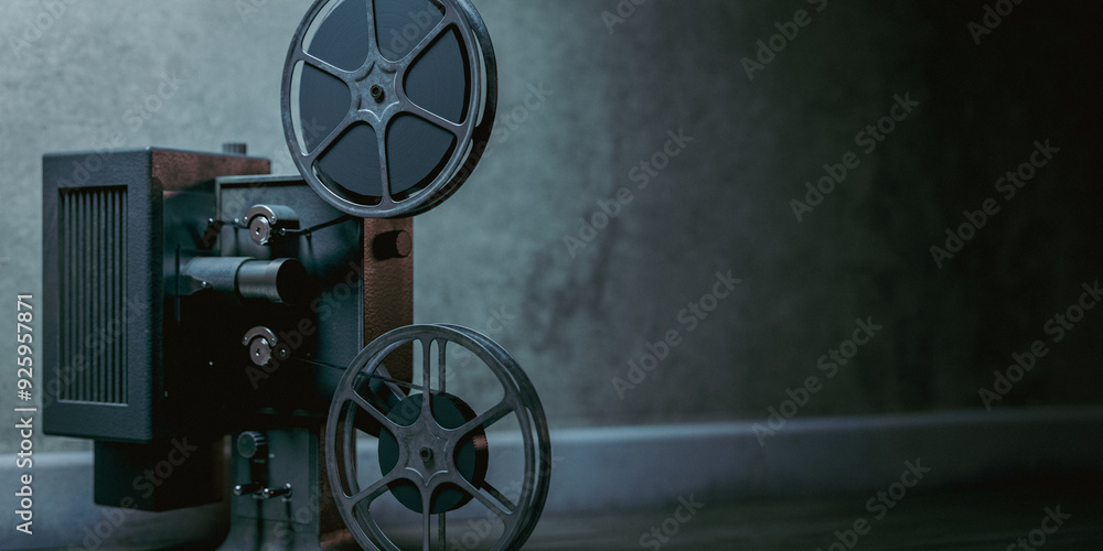 Poster cinema movie concepts copy space backgrounds. 3d rendering