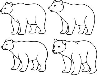 Bear outline illustration package, standing on its hind legs, drawn in a simple, powerful form on a white background