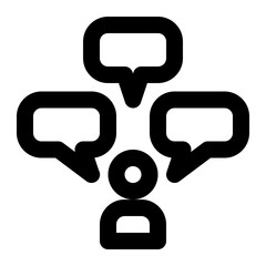 multilingual, multi language, linguist, communication, speech, speaker, intrapersonal outline icon