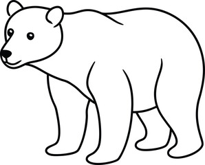 A Bear outline illustration, standing on its hind legs, drawn in a simple, powerful form on a white background