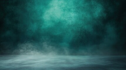 Fototapeta premium Mystical Teal Smoke Background: A moody backdrop of swirling teal smoke and ethereal mist sets a captivating stage for your creative visions. Perfect for product displays, graphic design.