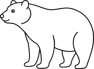 An outline illustration of a bear, standing on its hind legs, drawn in a simple, powerful form on a white background