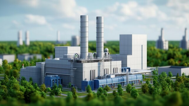 A futuristic waste-to-energy plant processing urban waste into clean power, with minimal emissions and advanced filtering systems, photo-realistic, sustainable technology at scale