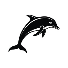 Dolphin jumping Silhouette art logo vector illustration isolated on white background