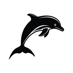 Dolphin jumping Silhouette art logo vector illustration isolated on white background