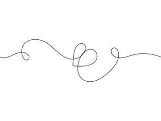 Continuous line drawing of heart vector illustration, minimalist single line drawing