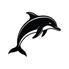 Dolphin jumping Silhouette art logo vector illustration isolated on white background