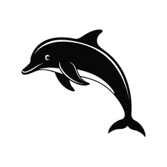 Dolphin jumping Silhouette art logo vector illustration isolated on white background