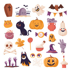 Fototapeta premium Halloween spooky icons collection vector