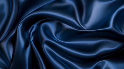 Obraz premium Beautiful dark blue silk satin background. Soft folds on shiny fabric. Generative ai