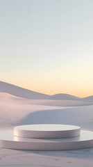 Simple exhibition stand with mountain background