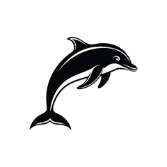 Dolphin jumping Silhouette art logo vector illustration isolated on white background