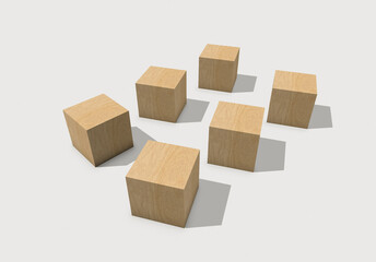 wooden blocks isolated on white background with shadow
