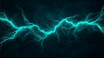 Vibrant teal electric currents on a dark background with dynamic energy flow.