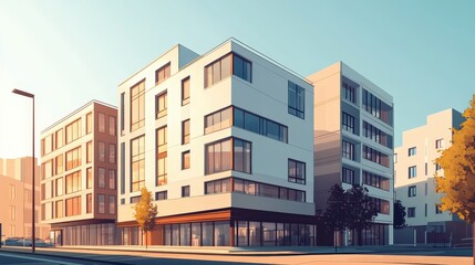 Fototapeta premium Modern Apartment Building with Street View.