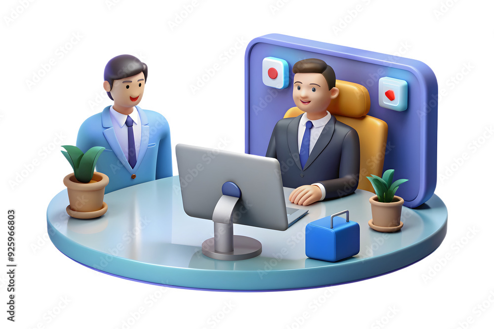 Poster professional hr manager conducting virtual interview in modern workspace. highlighting hr skills and