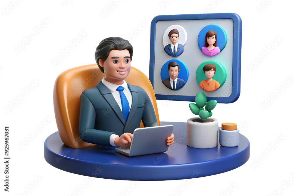 Poster hr conducting remote interviews in sleek virtual environment for talent acquisition in tech-savvy se
