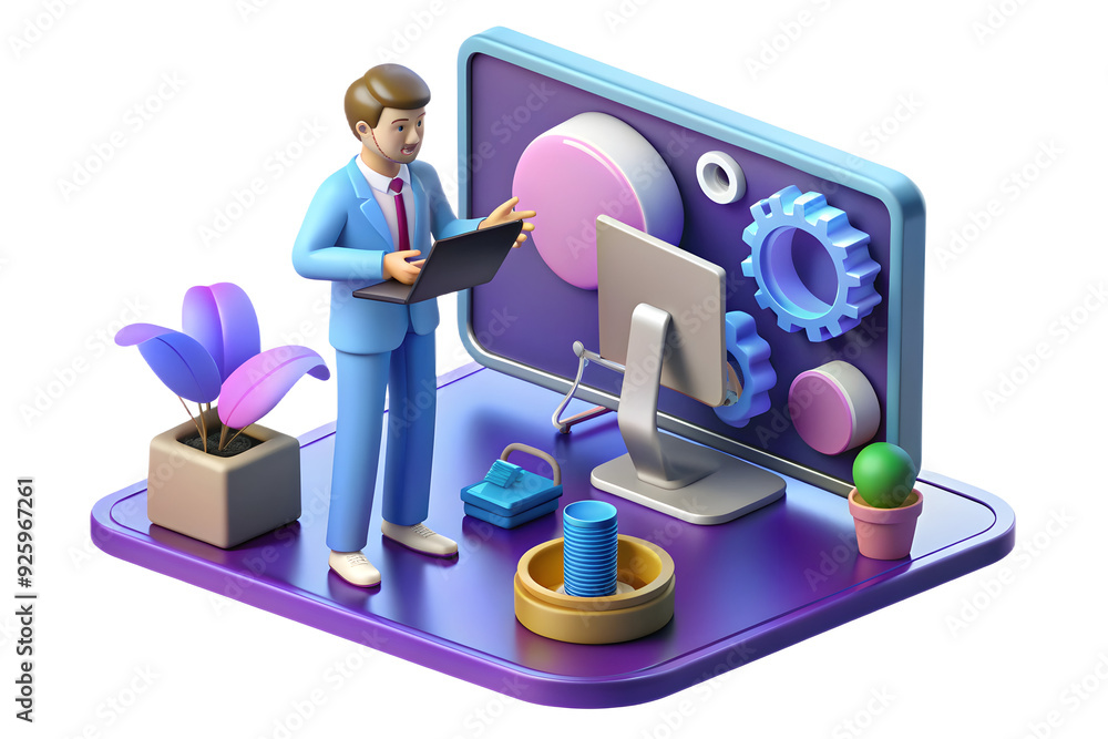 Aufkleber tech professional troubleshooting in virtual meeting concept with abstract backgrounds highlighting 