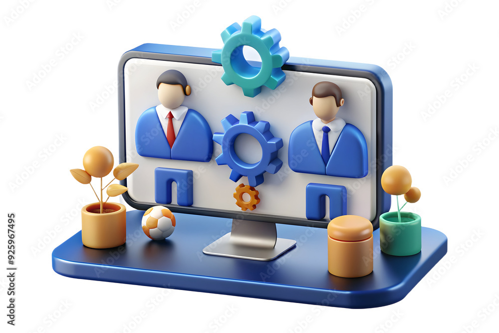 Poster it support ensuring smooth virtual meetings in modern workspace - seo-optimized photo stock concept