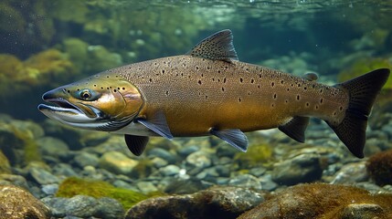 Naklejka premium Majestic Large Chinook Salmon: A Symbol of the Pacific's Bountiful Marine Life.