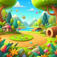 landscape in cartoon style