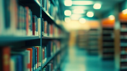 Blurred Bookshelf in Library.