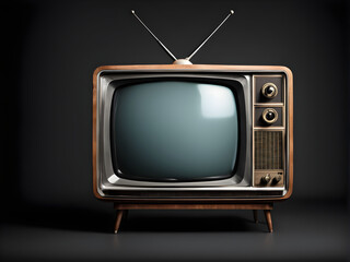 Retro old television on the black background, clipping path