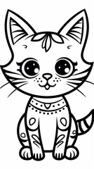 image of Adorable Cat Illustration for Coloring