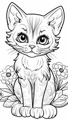 Obraz premium image of Adorable Cat Illustration for Coloring