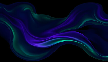 Fototapeta premium Abstract Blue and Green Flowing Curves on Black Background