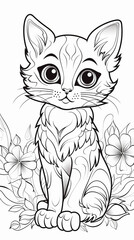 Obraz premium image of Adorable Cat Illustration for Coloring