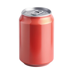 3D illustration of a red soda can with a metallic top. This realistic and detailed design is ideal for beverage-related creative projects and product mockups. Isolated on transparent background, png.