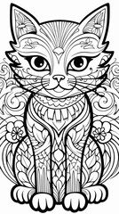 Fototapeta premium image of Adorable Cat Illustration for Coloring