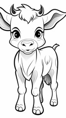 Obraz premium Cute Cartoon Cow Illustration for Coloring