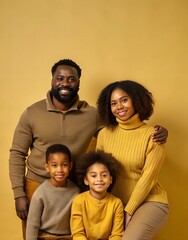Fototapeta premium black, family, father, mother, son, daughter, studio, young, woman, photo, vertical, together, portrait