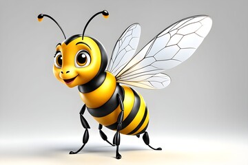 cartoon illustration of a cute honey bee on a light background 