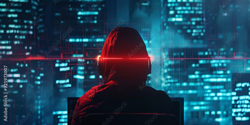 Aufkleber futuristic ransomware background with hacker
