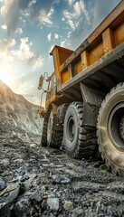 Heavy-Duty Truck Maneuvering Rough Construction Site with Rugged Suspension System