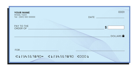 Payment check isolated on background. Empty blank mockup. Vector illustration